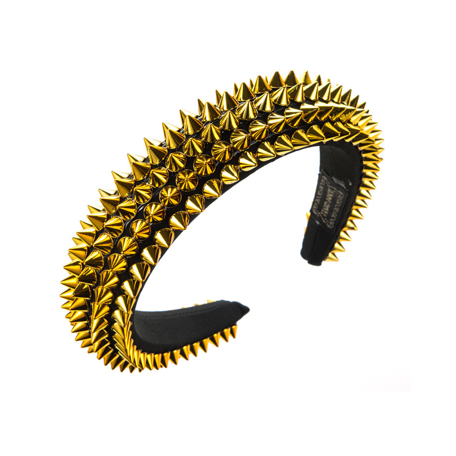 Wholesale Gothic Rivet Sponge Baroque Ball Catwalk Headband